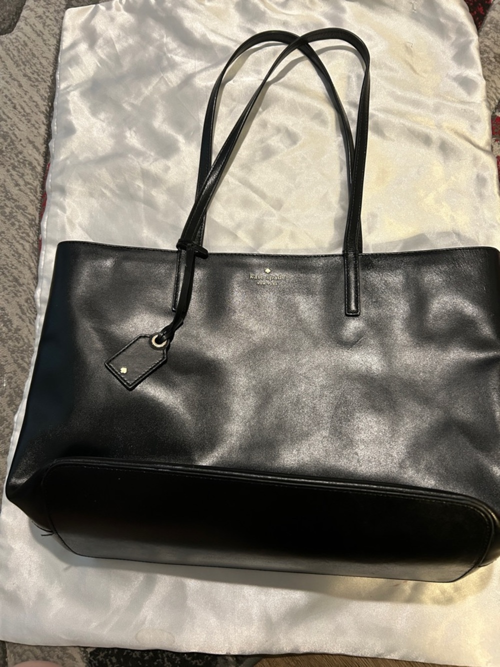 kate spade Black Leather Tote with Slim Straps